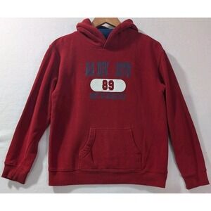 Y2K Athletic Works Red Hoodie AA Div 1979 Dept Athletics Fleece Pullover Youth L